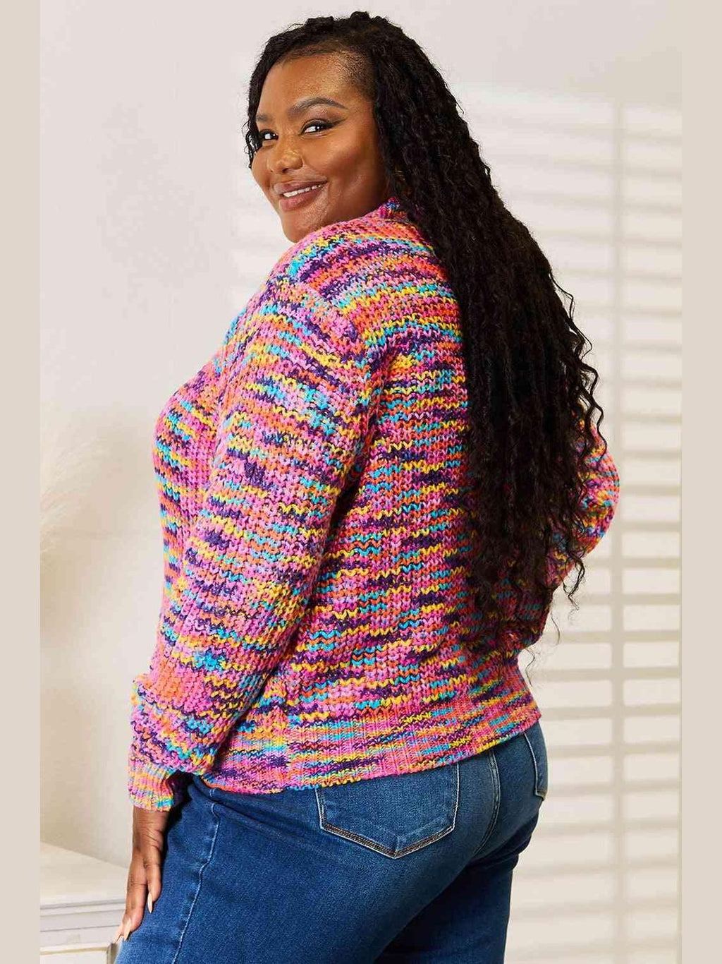 Woven Right V-Neck Long Sleeve Cardigan -- 
