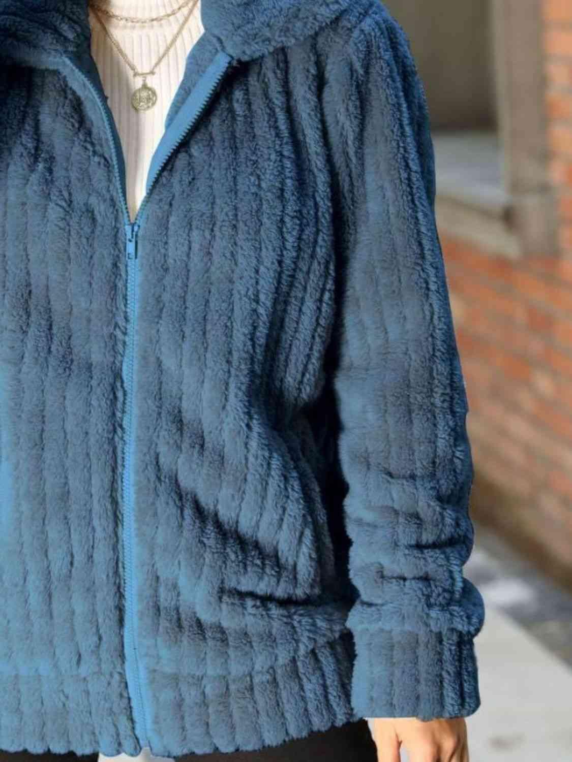 Zip-Up Collared Ribbed Jacket -- 