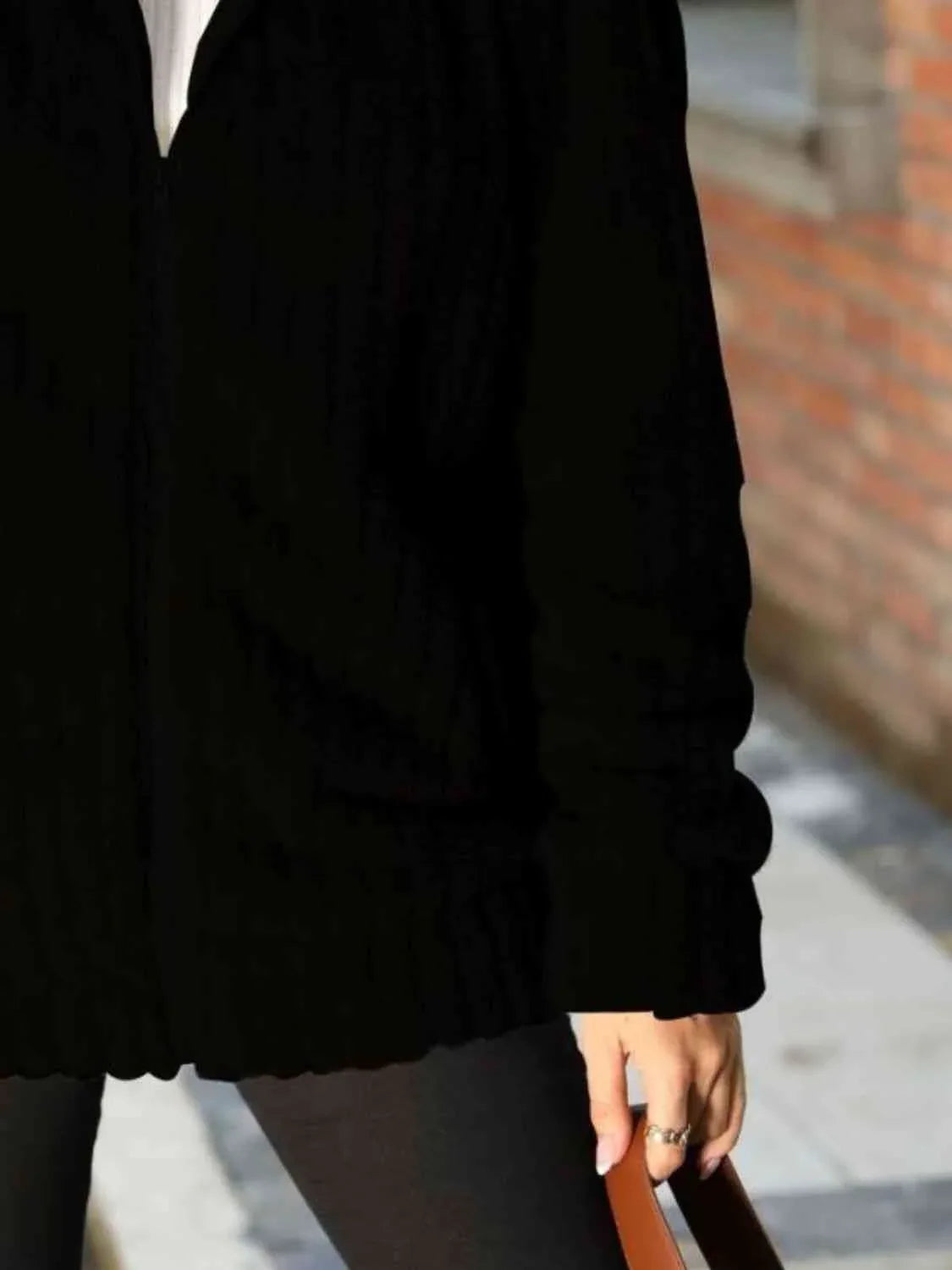 Zip-Up Collared Ribbed Jacket -- 