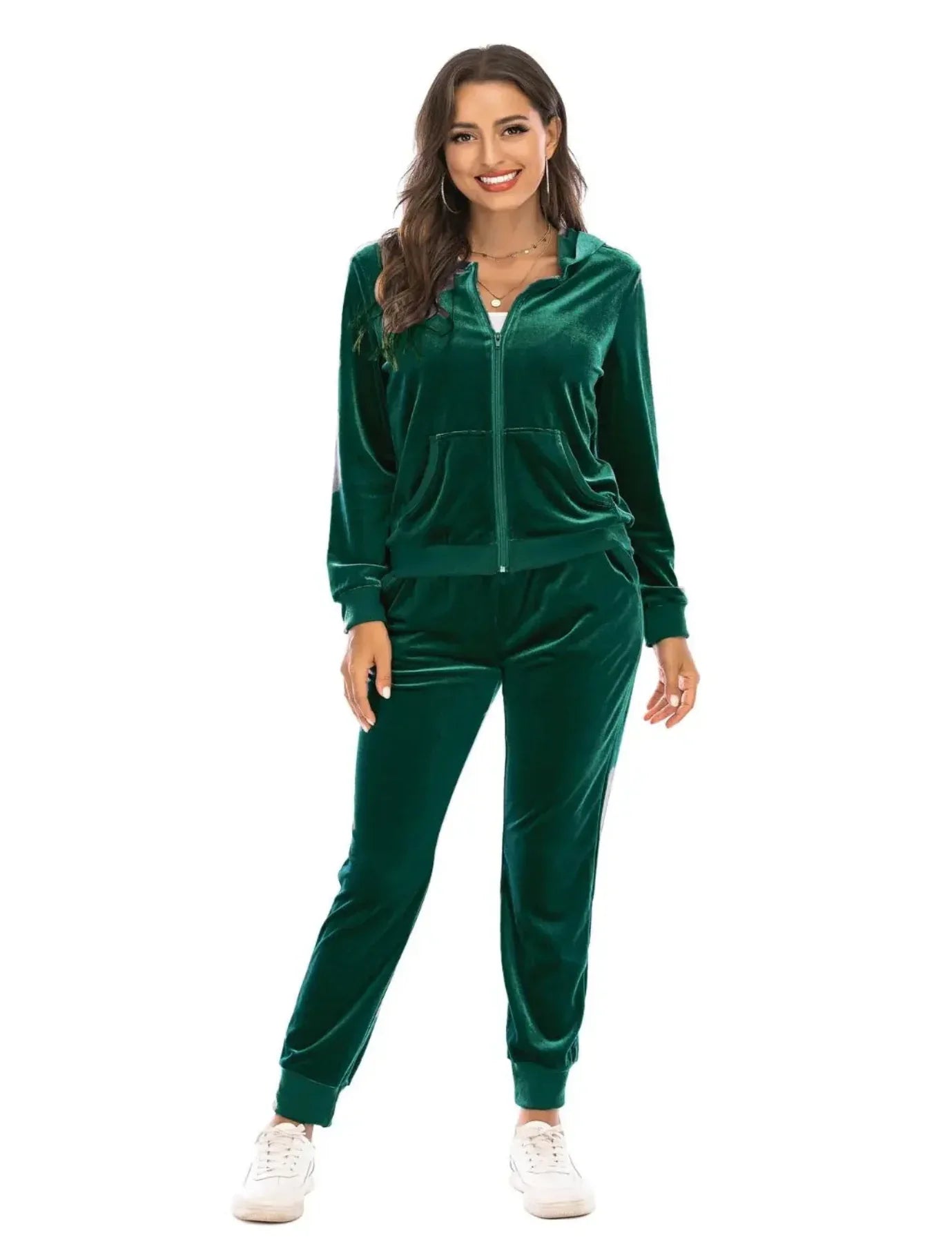 Zip-Up Hooded Jacket and Pants Set -- 