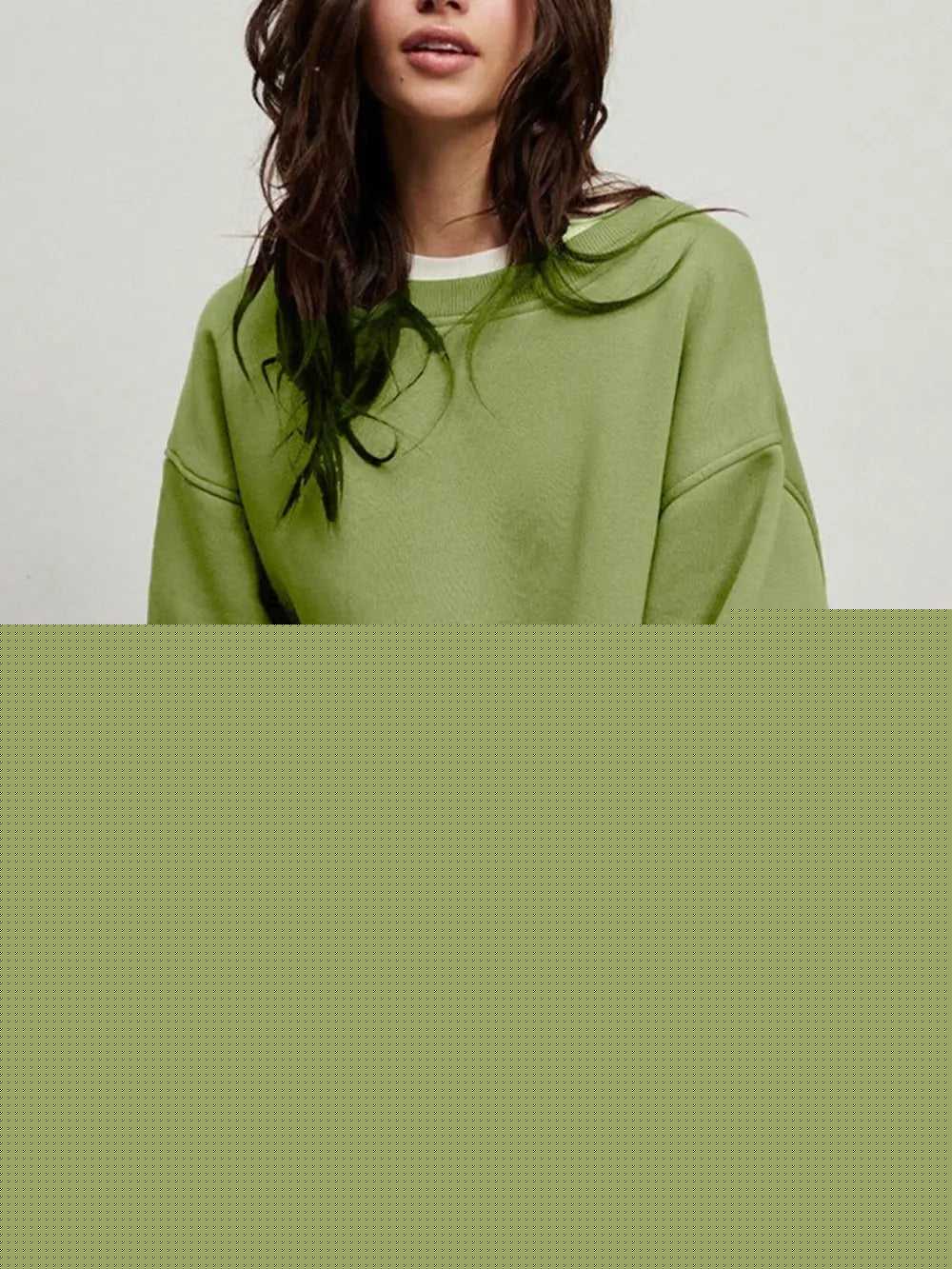 Round Neck Dropped Shoulder Long Sleeve Sweatshirt -- 