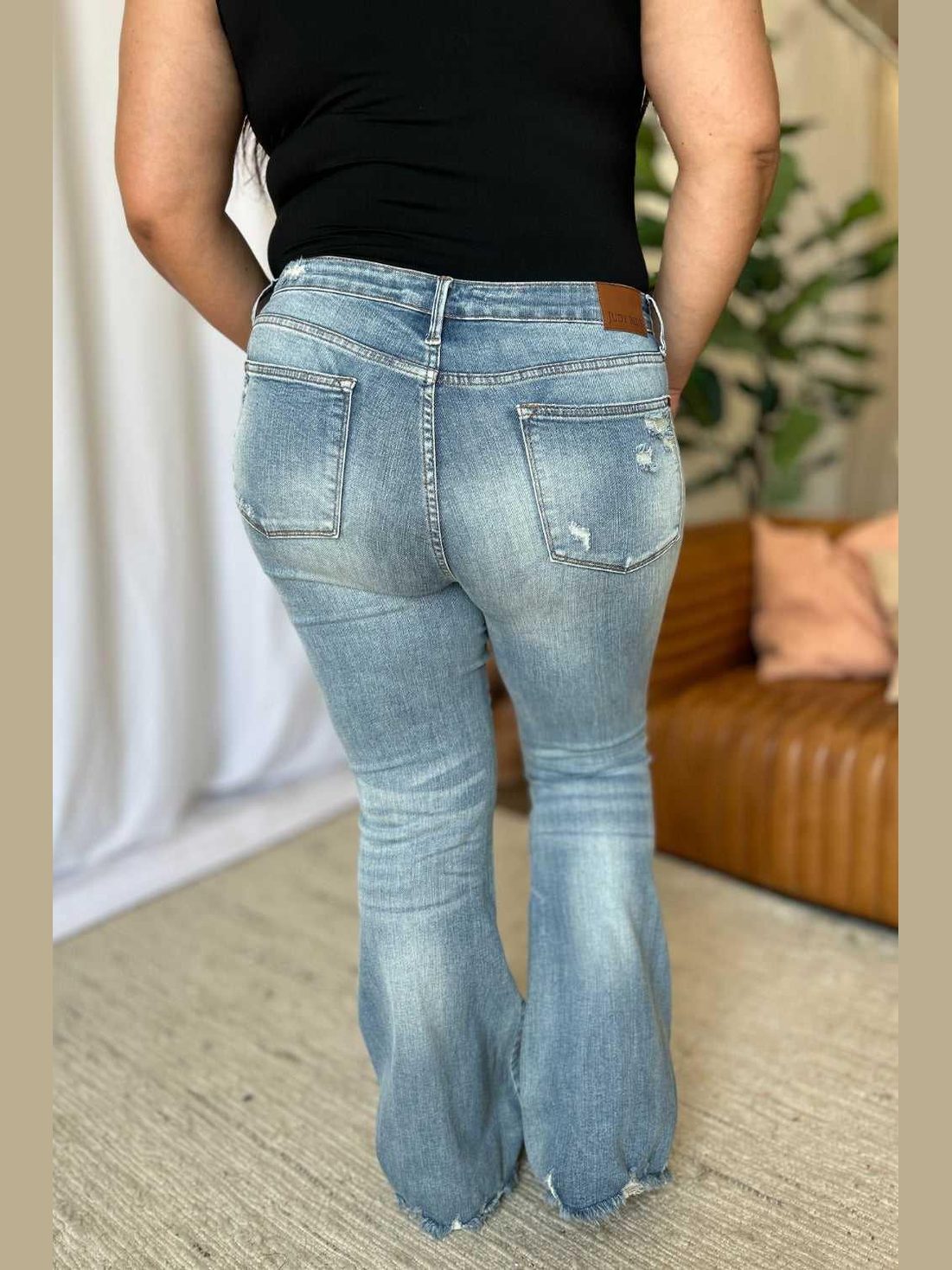 Judy Blue Full Size Medium Rise Tummy Control Destroy Flare -- 