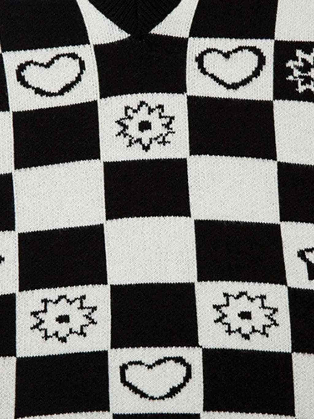 Men's Checkered Heart Pattern Sweater Vest