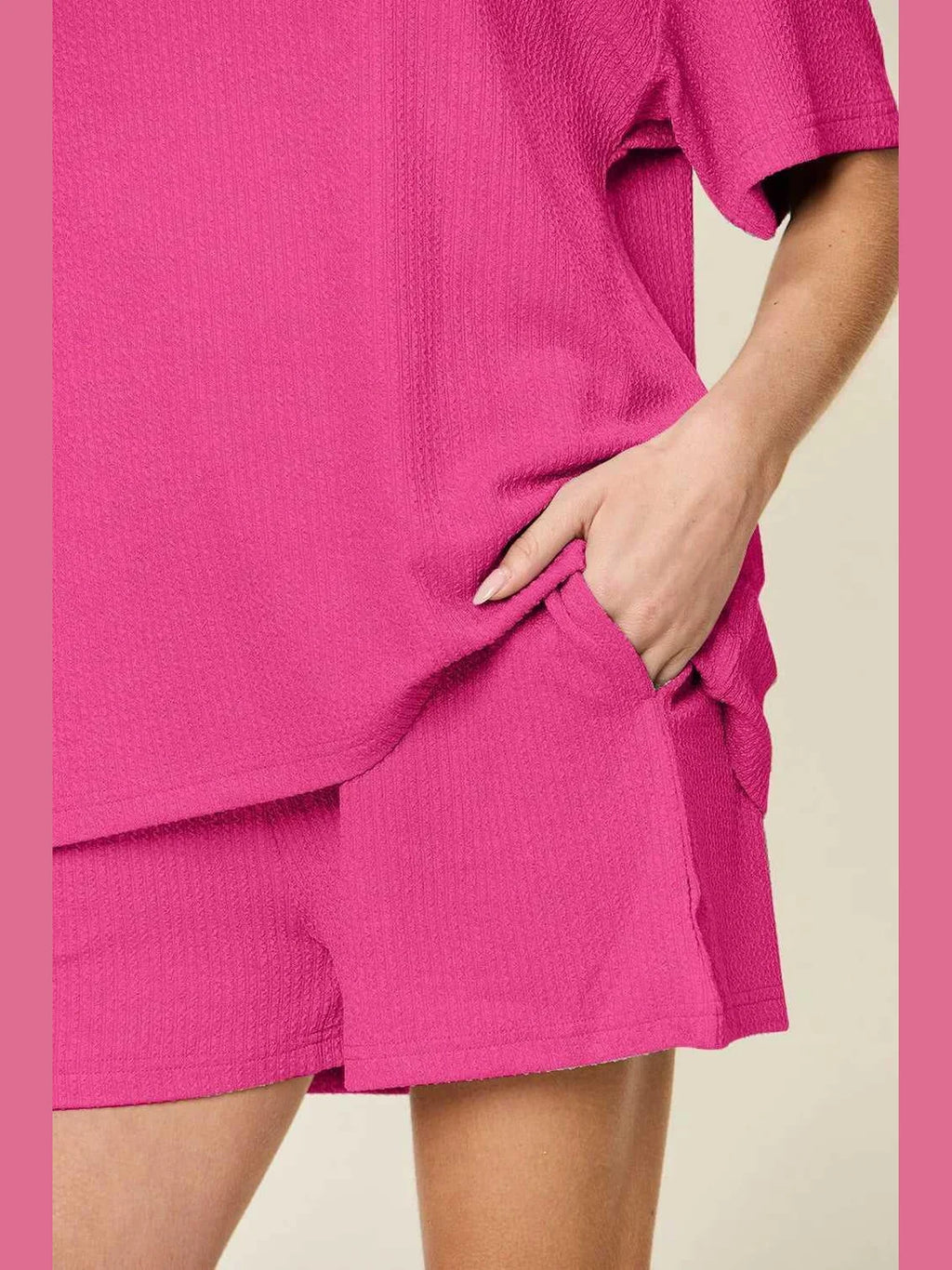 Double Take Basic style Round Neck Solid Set -- 