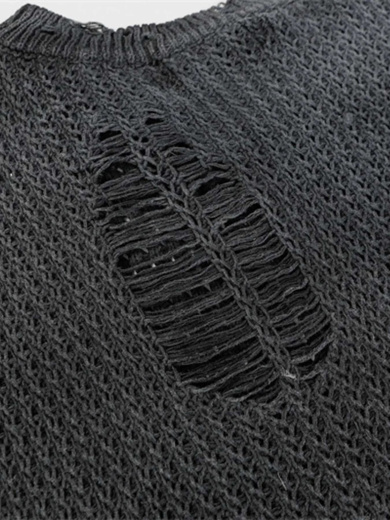 Men's Distressed Knit Vest with Frayed Edges