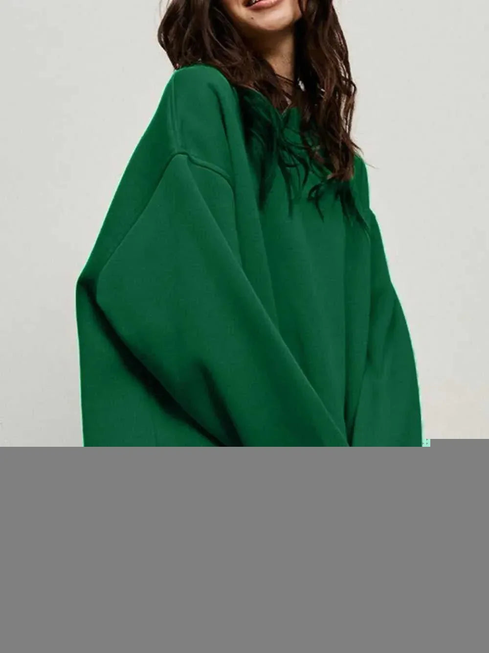 Round Neck Dropped Shoulder Long Sleeve Sweatshirt -- 