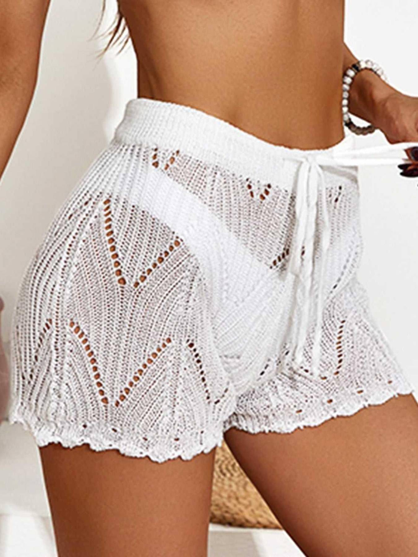 Drawstring Cutout Swim Shorts -- 