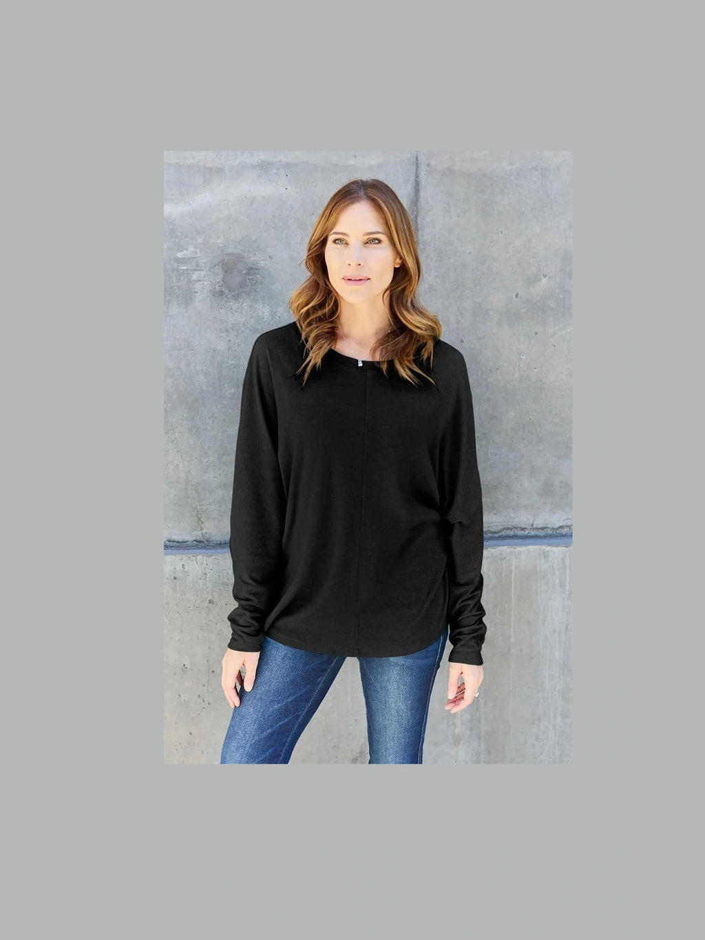 Double Take Full Size Round Neck Long Sleeve T-Shirt -- 