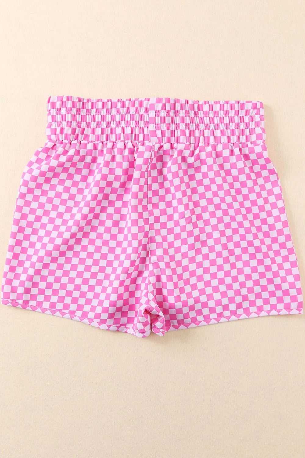 Smocked Elastic Waist Checkered Shorts