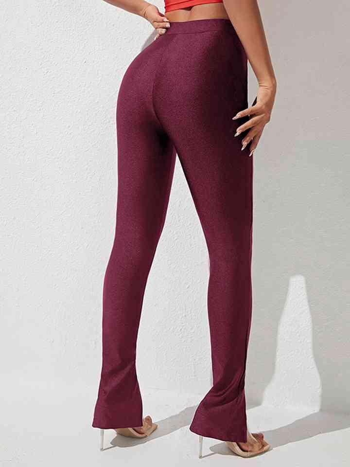 High Waist Slit Skinny Pants -- 