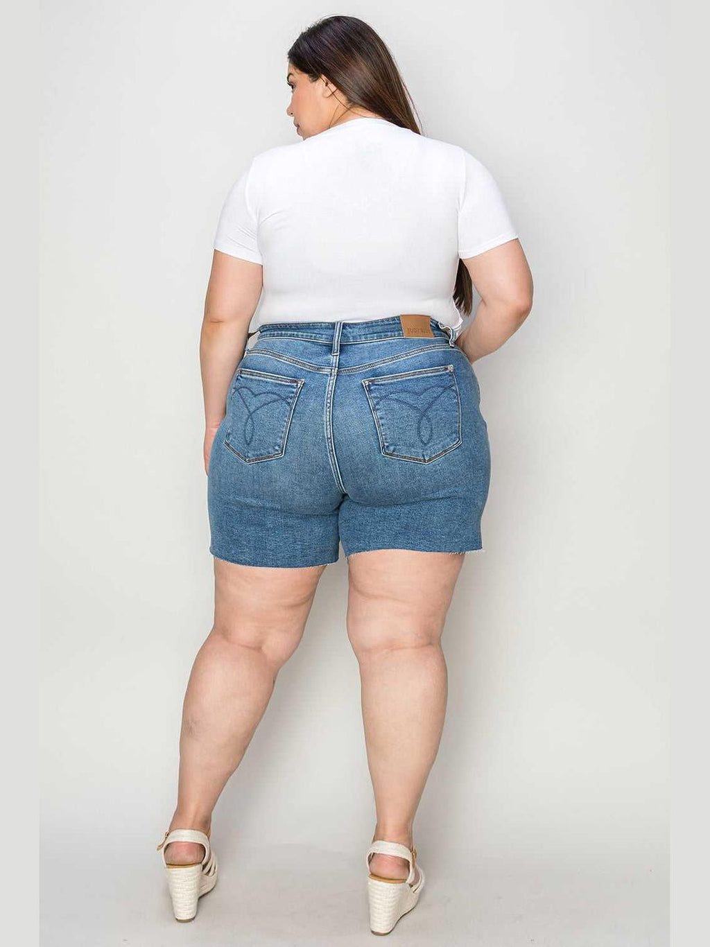 Judy Blue Full Size High Waist Slim Denim Shorts -- 