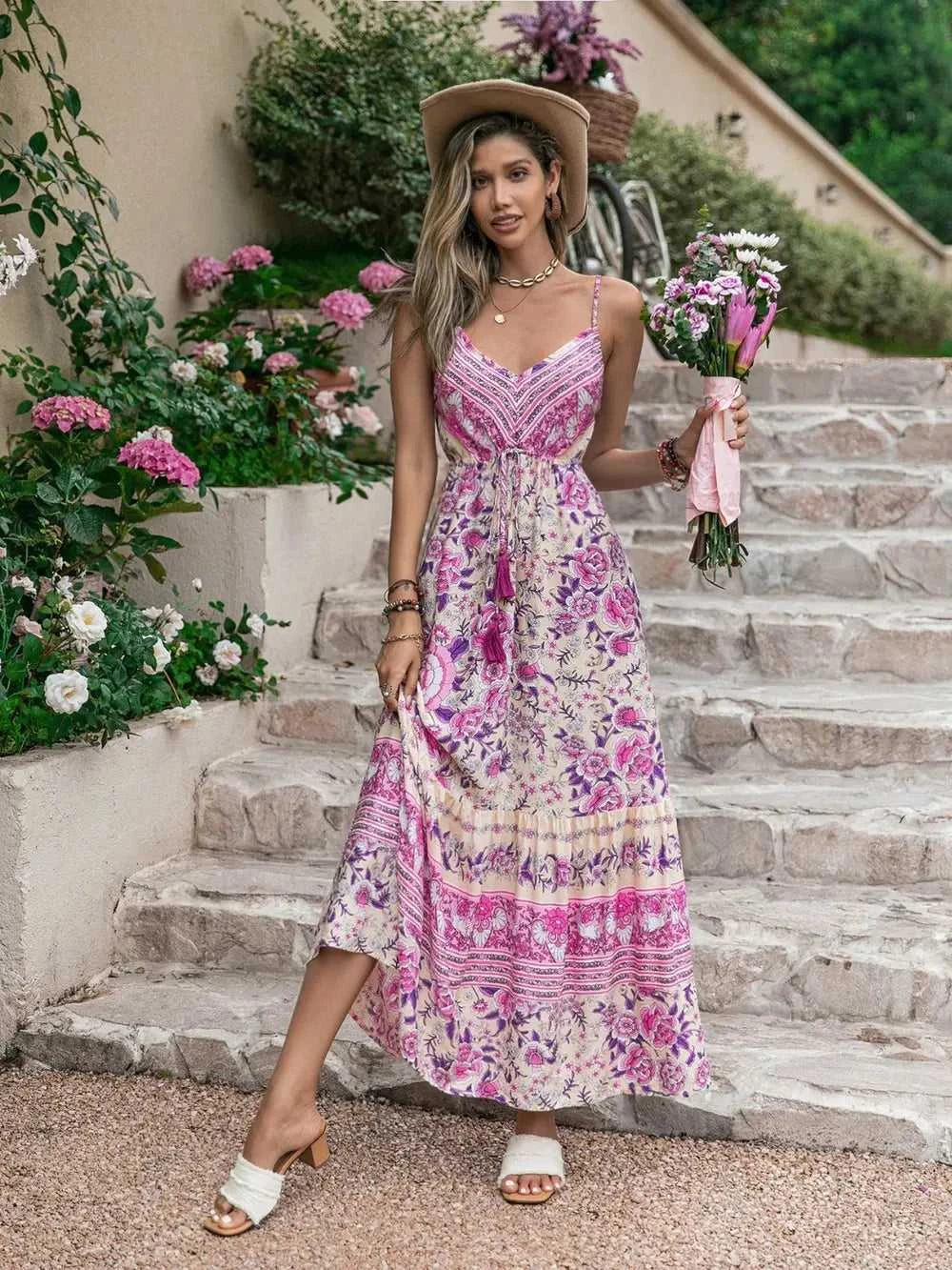 Tassel Printed V-Neck Maxi Dress - product_type from hopeford-streams.myshopify.com