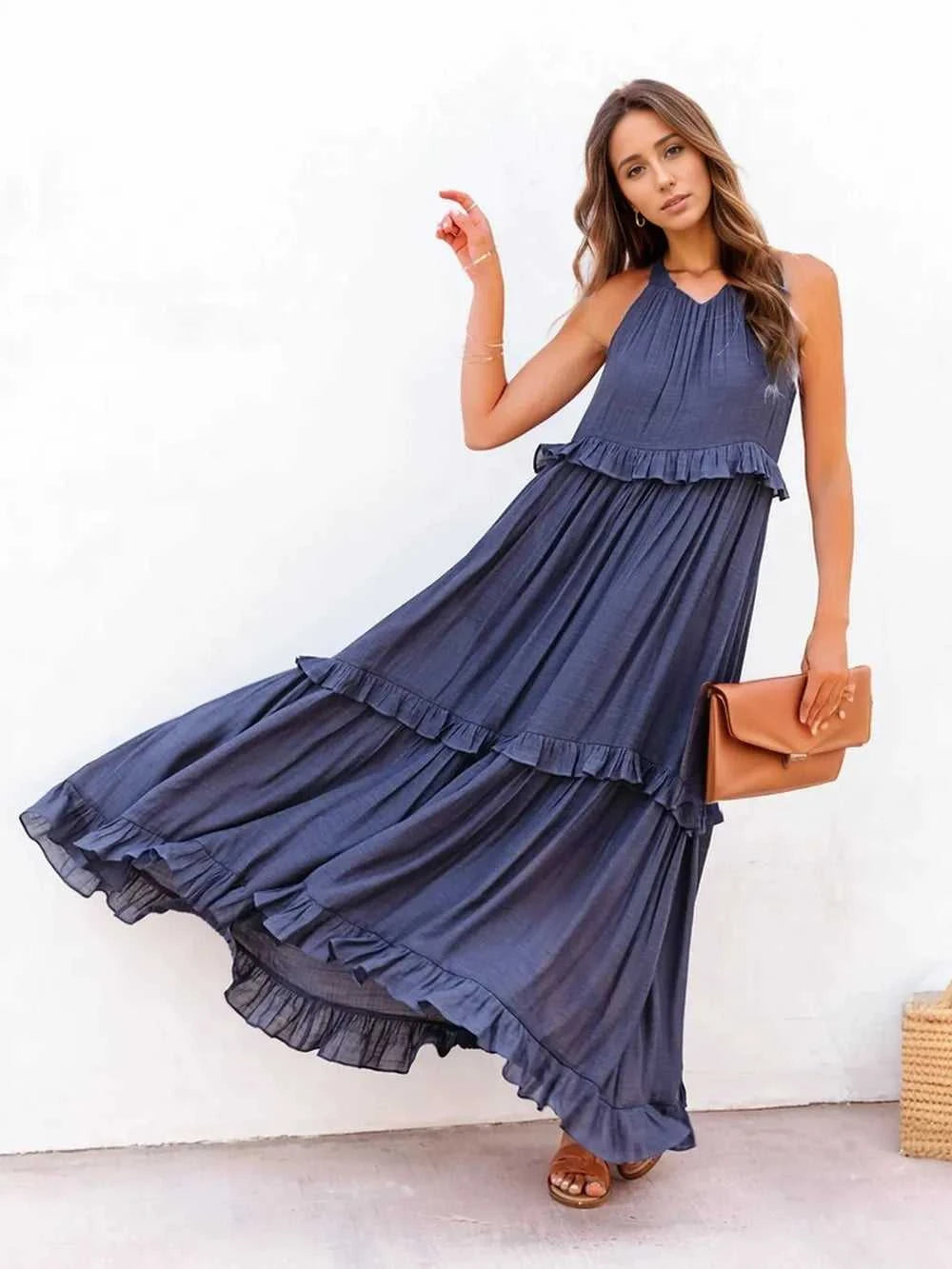 Ruffled Sleeveless Tiered Maxi Dress with Pockets - product_type from hopeford-streams.myshopify.com