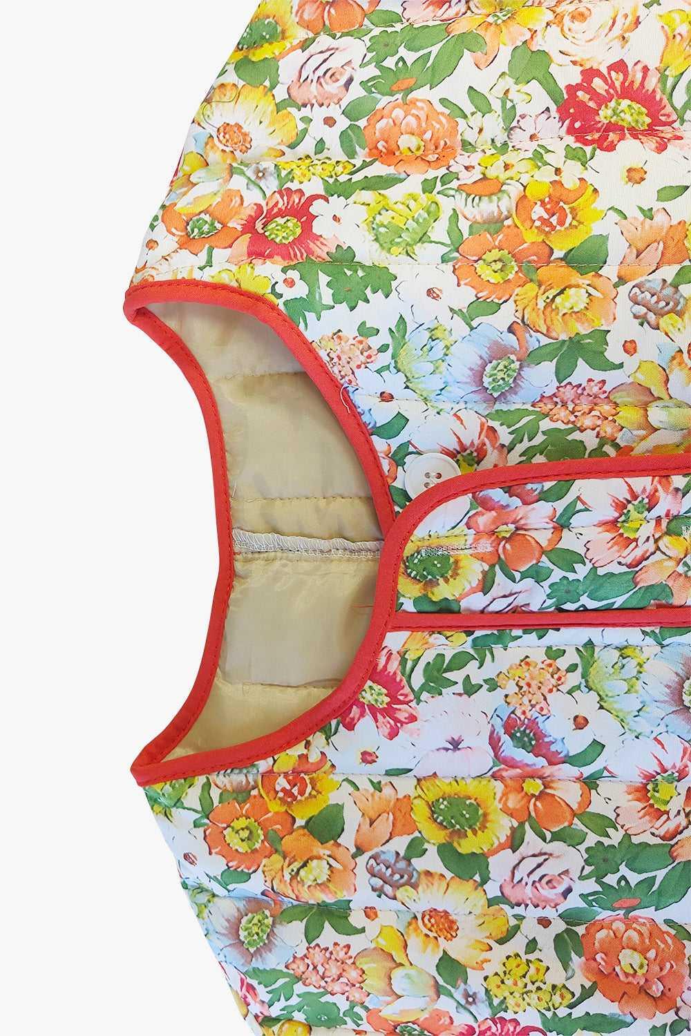 Floral Button Up Long Sleeve Winter Coat -- 