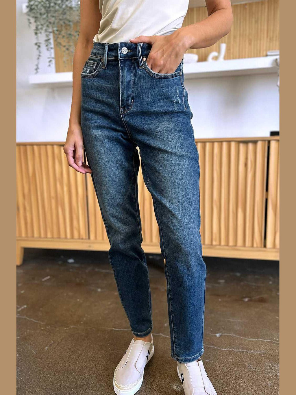 Judy Blue Full Size Tummy Control High Waist Slim Jeans -- 
