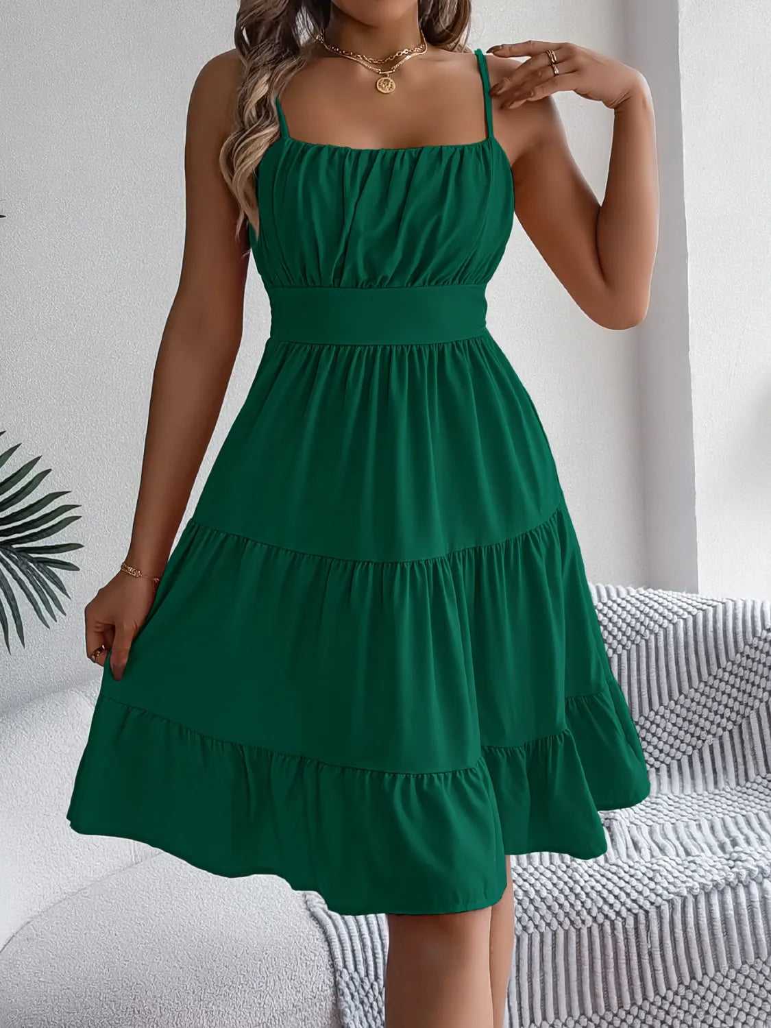 Smocked Back Tiered Cami Dress