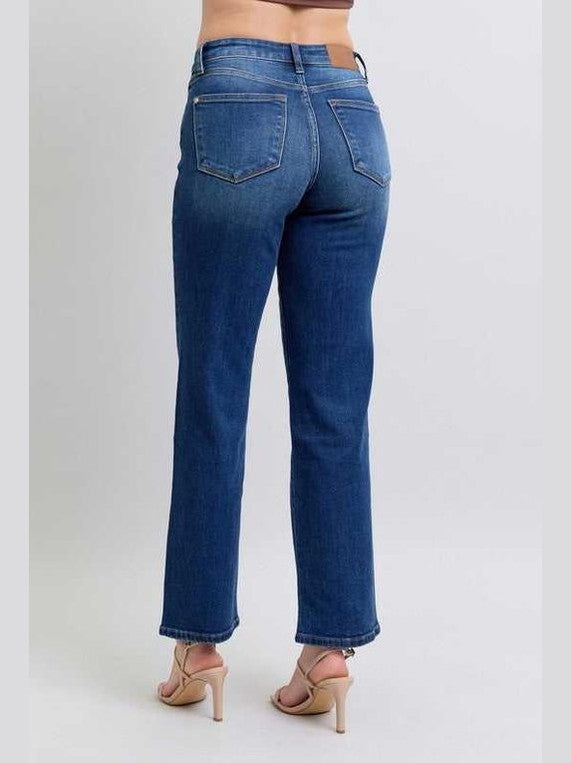 Judy Blue Full Size Side Seam Detail Straight Jeans with Pockets -- 