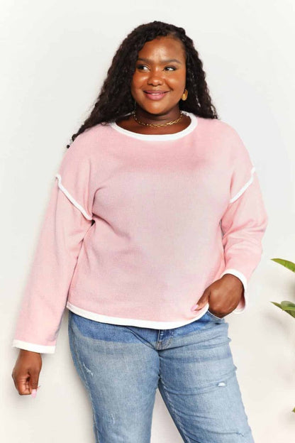 Angel Wings Contrast Detail Dropped Shoulder Knit Top - Hopeford Streams