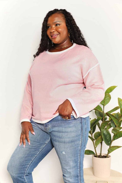 Angel Wings Contrast Detail Dropped Shoulder Knit Top - Hopeford Streams