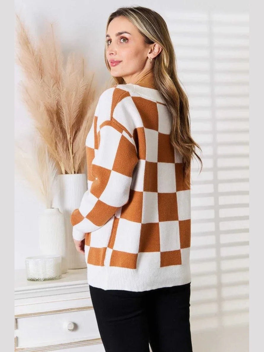 Angel Wings Double Take Button-Up V-Neck Dropped Shoulder Cardigan -- 