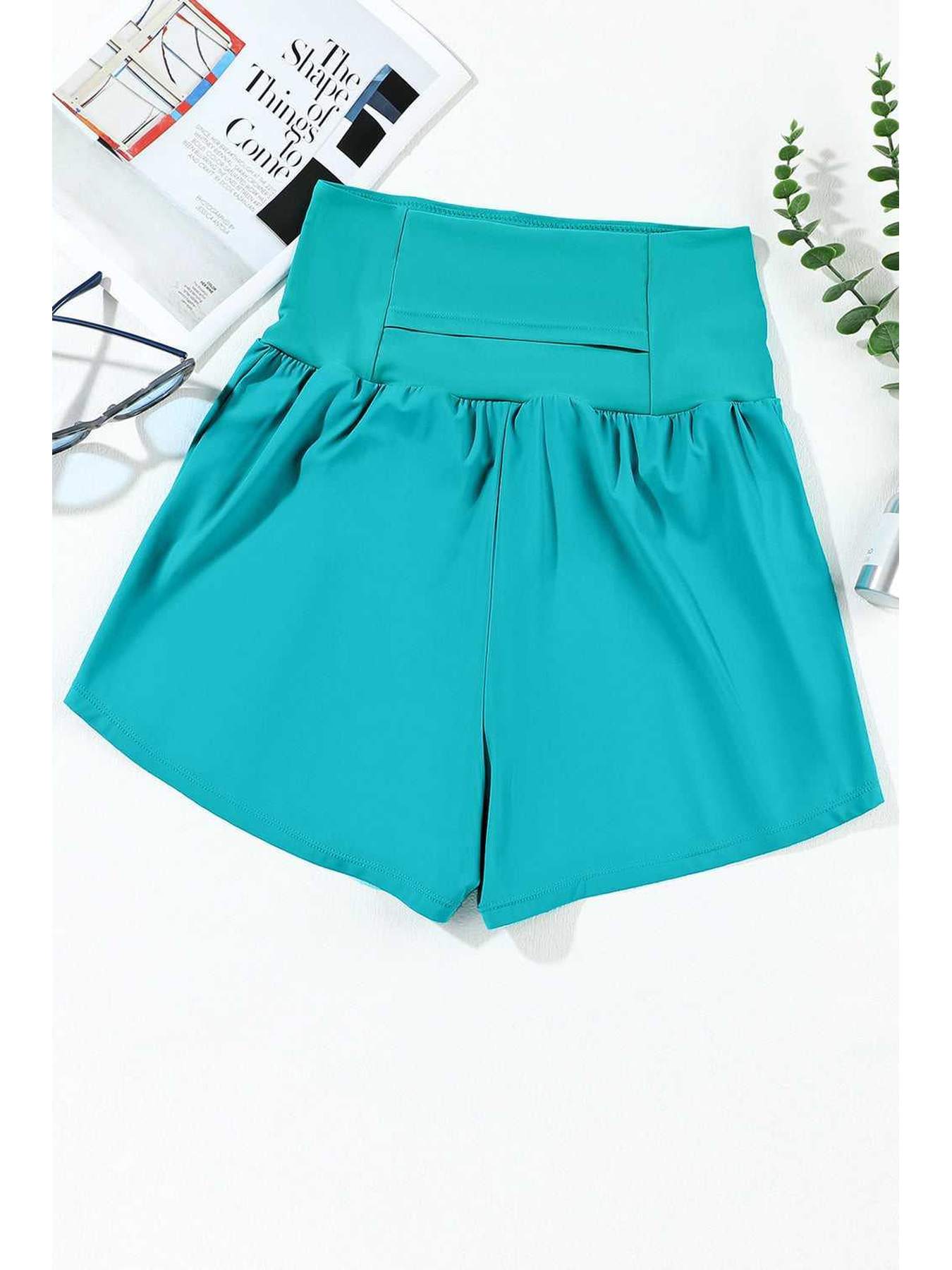 Pocketed High Waist Swim Shorts -- 