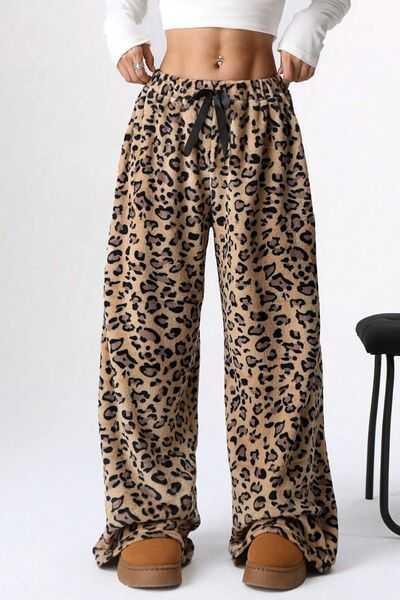 Leopard Wide Leg Pants -- 