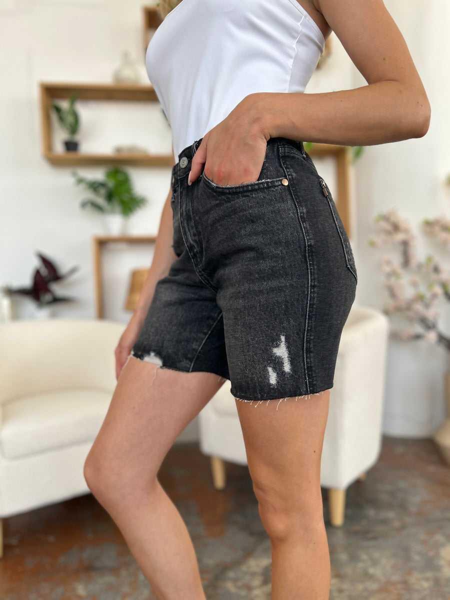 Judy Blue Full Size High Waist Rigid Magic Denim Shorts -- 