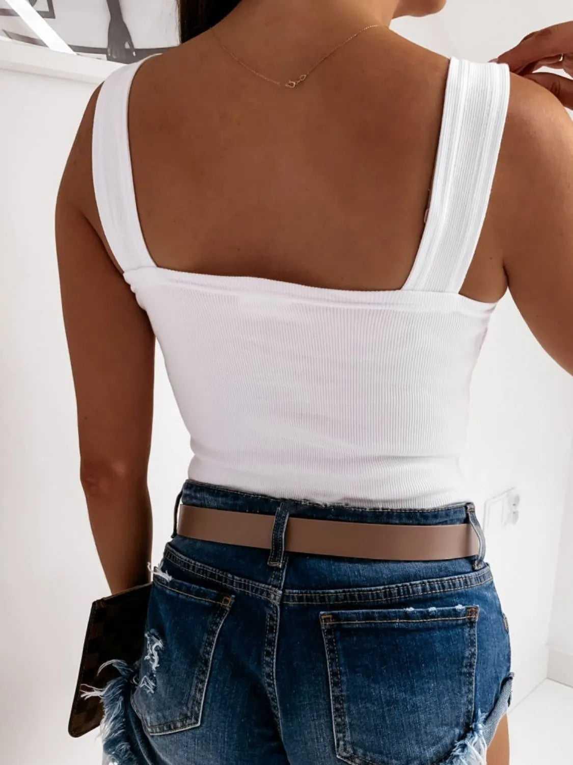 Square Neck Wide Strap Tank -- 