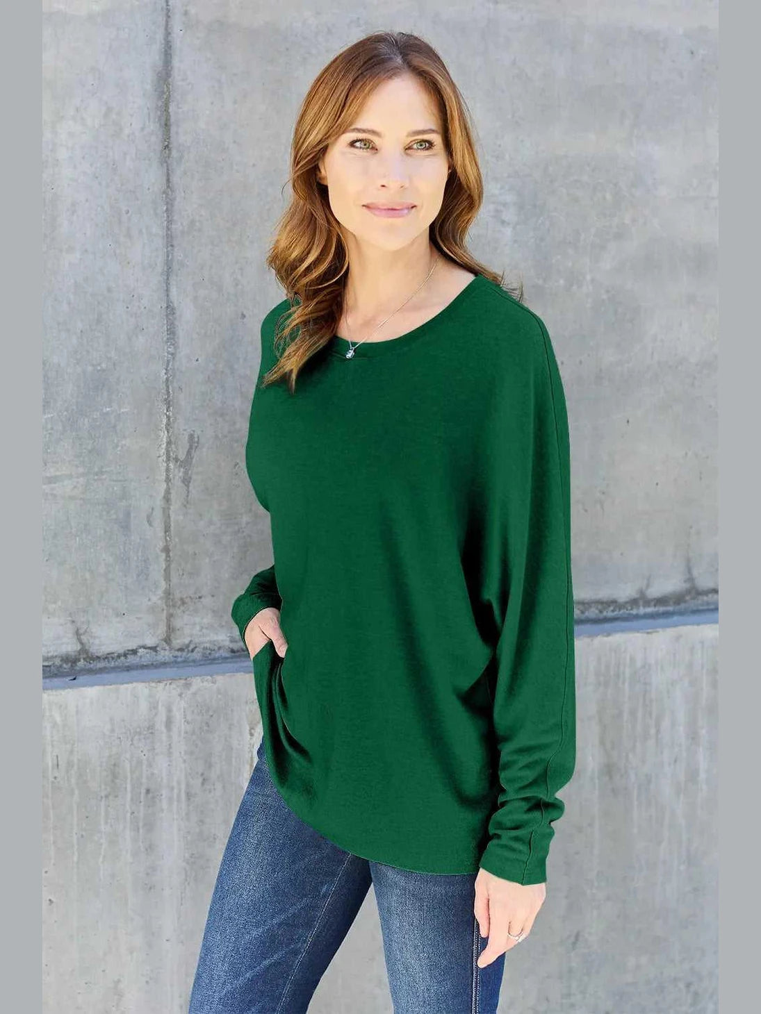 Double Take Full Size Round Neck Long Sleeve T-Shirt -- 