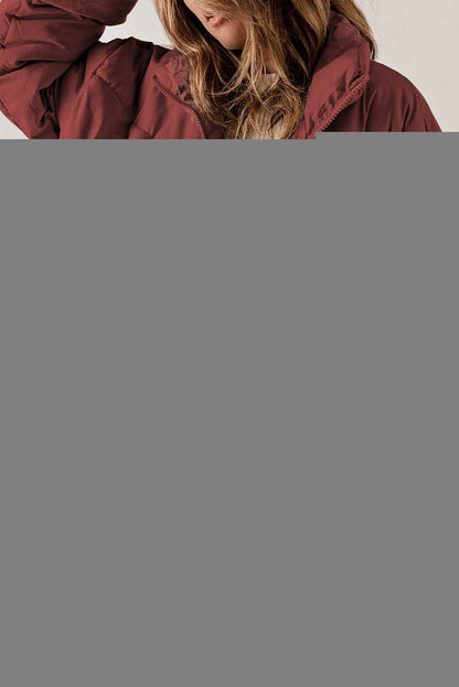Zip Up Collared Neck Long Sleeve Winter Coat