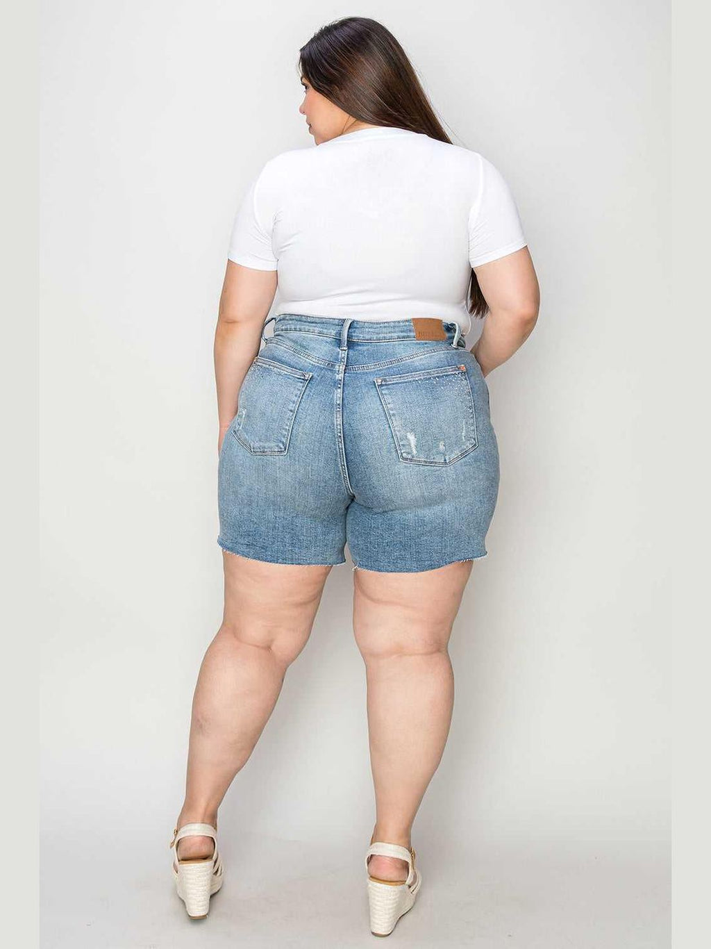 Judy Blue Full Size High Waist Rhinestone Decor Denim Shorts -- 