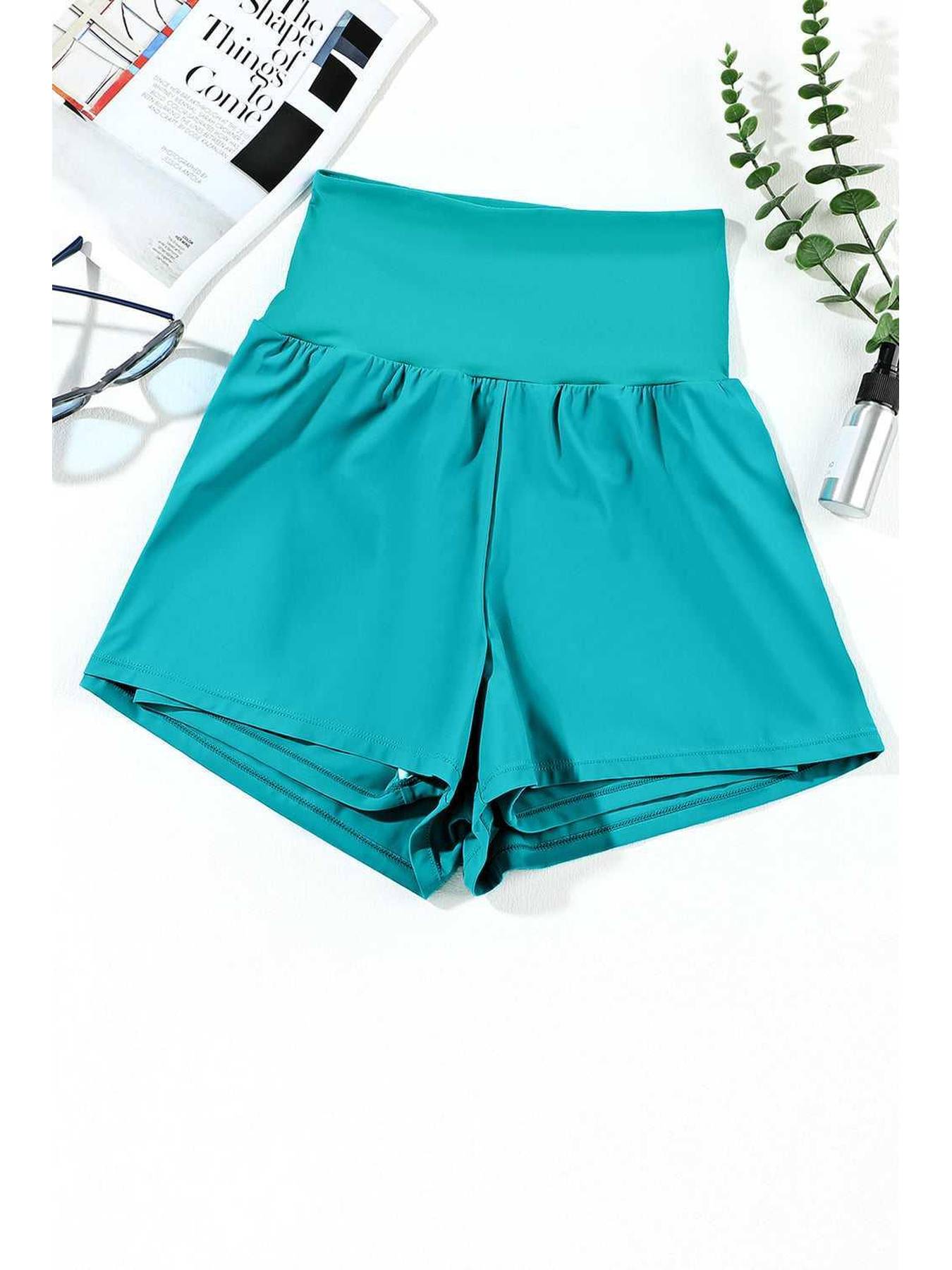 Pocketed High Waist Swim Shorts -- 
