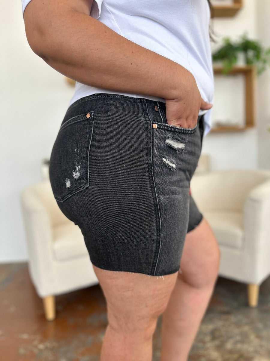 Judy Blue Full Size High Waist Rigid Magic Denim Shorts -- 