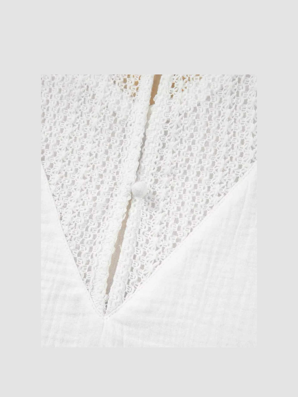 Lace Crochet Textured Button Back V Neck T Shirt -- 