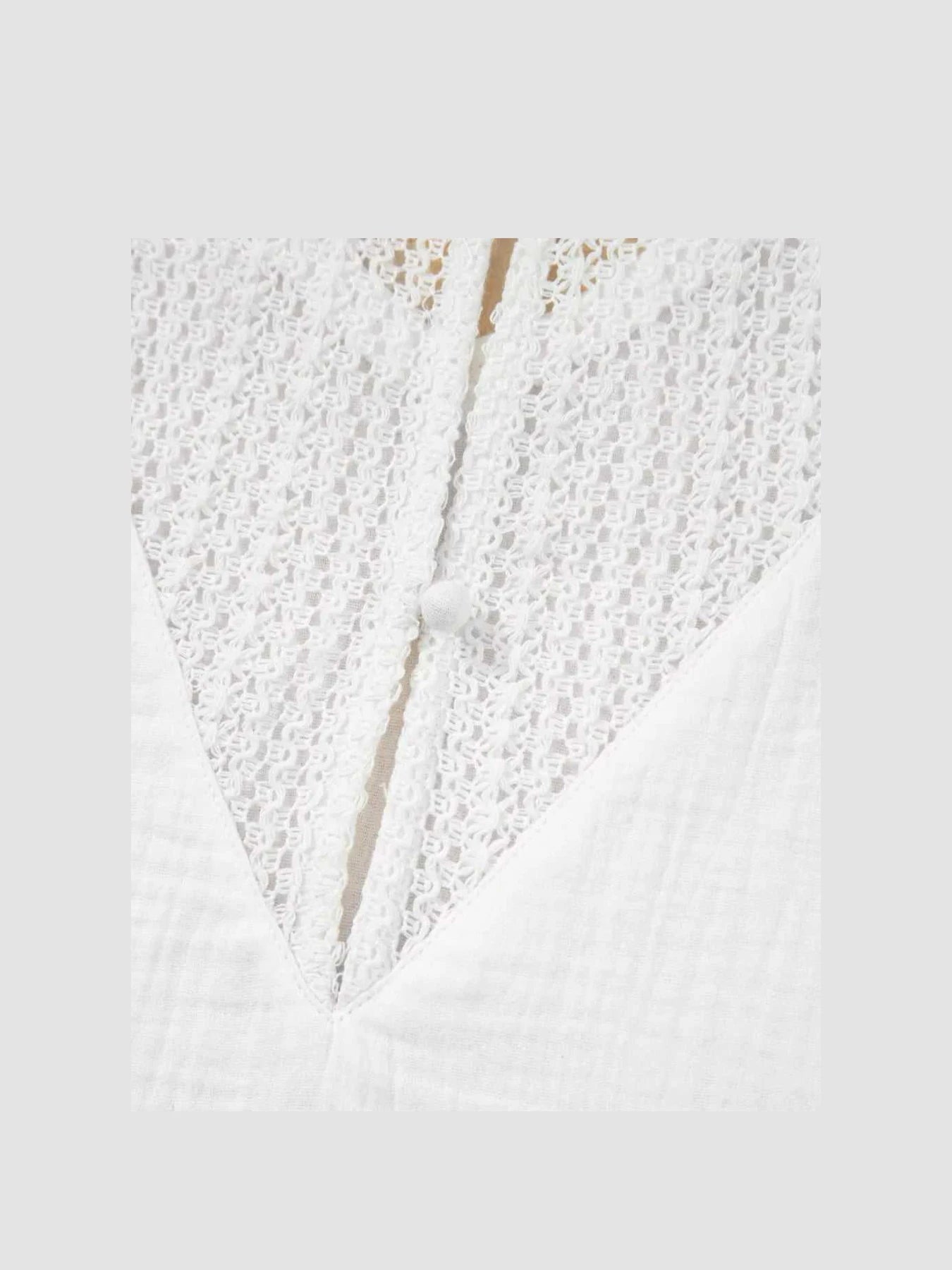 Lace Crochet Textured Button Back V Neck T Shirt -- 