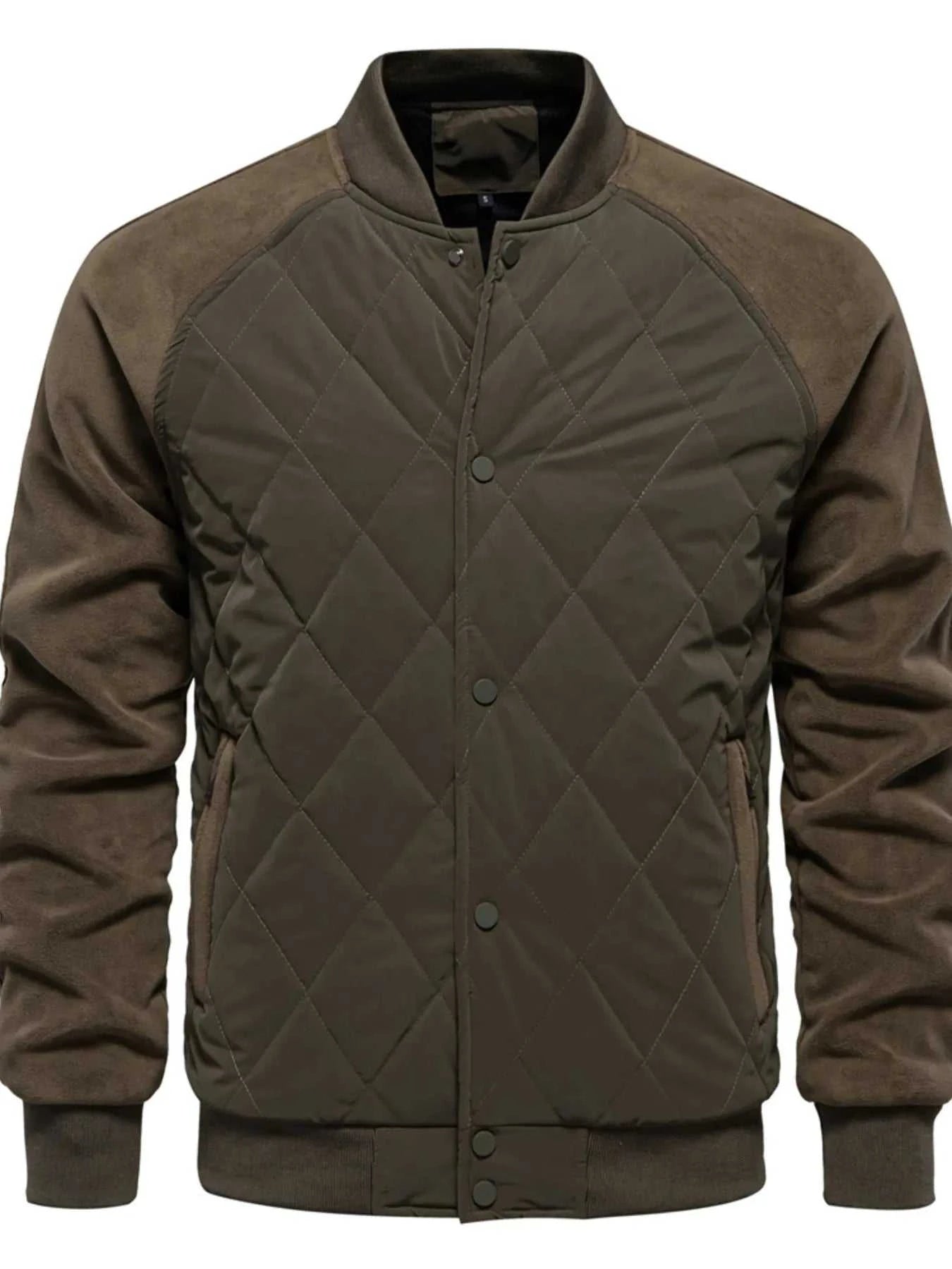 Men's Quilted Snap Down Long Sleeve Jacket