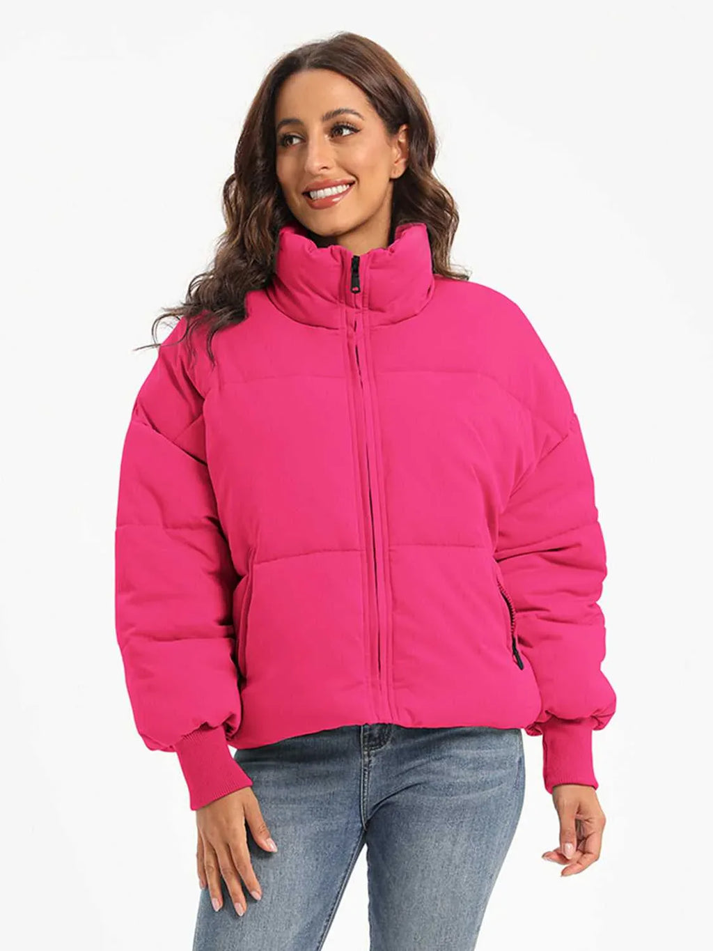 Zip Up Turtleneck Long Sleeve Winter Coat -- 