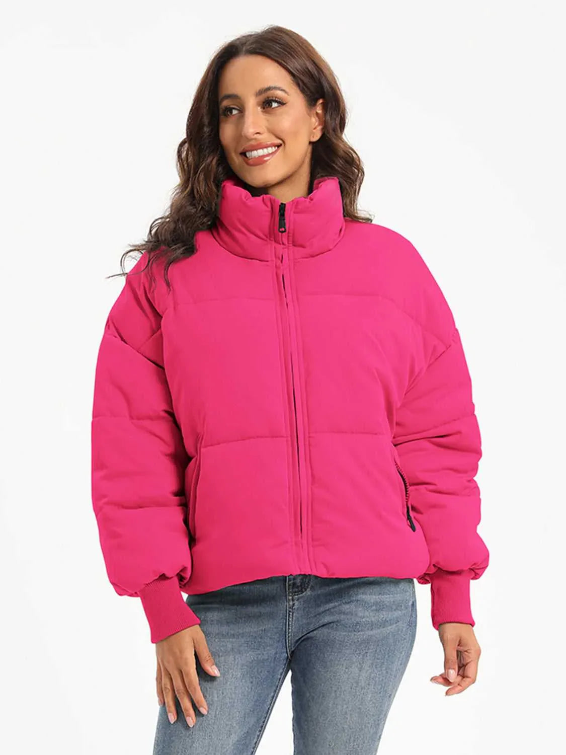 Zip Up Turtleneck Long Sleeve Winter Coat -- 