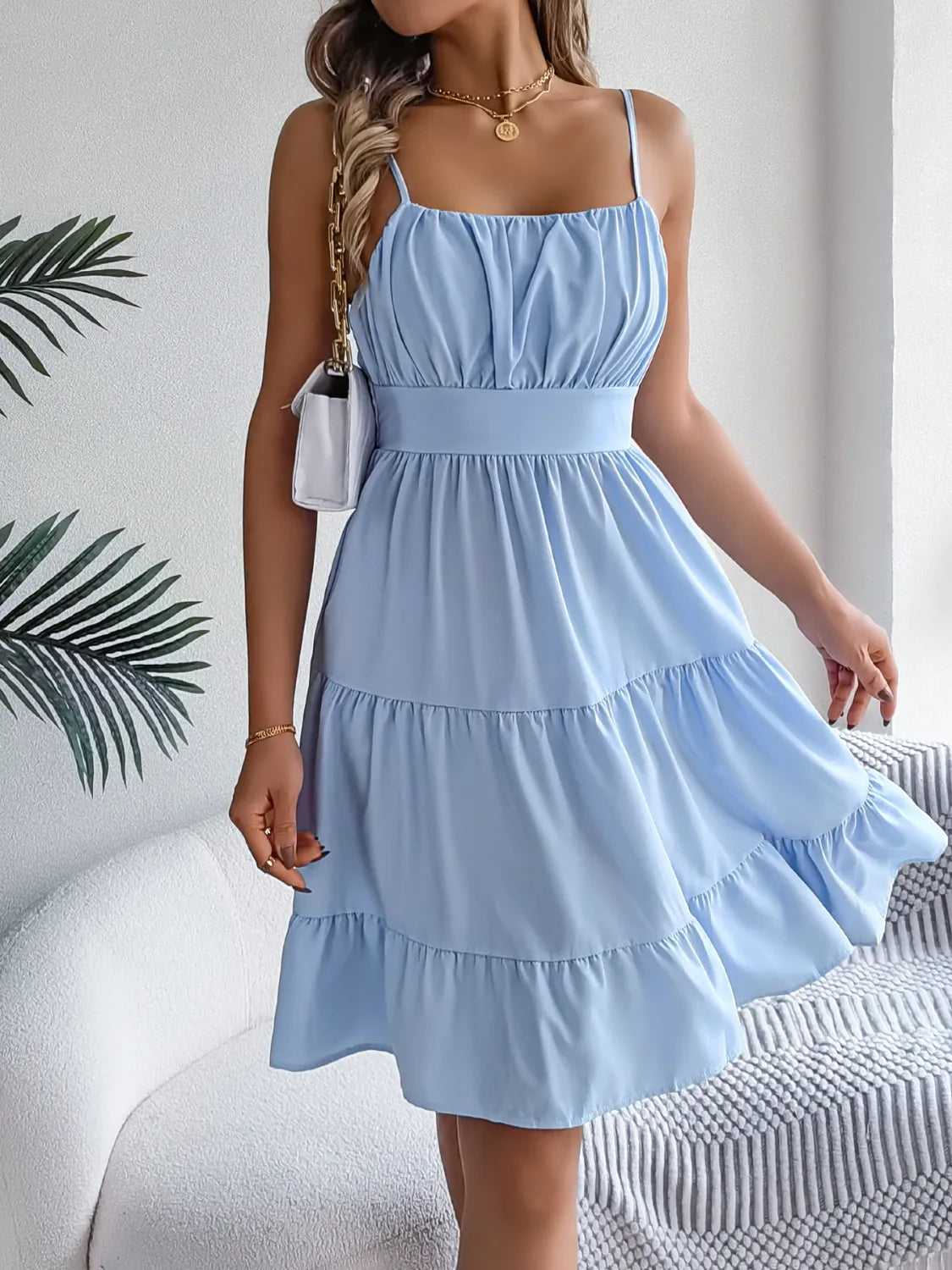 Smocked Back Tiered Cami Dress