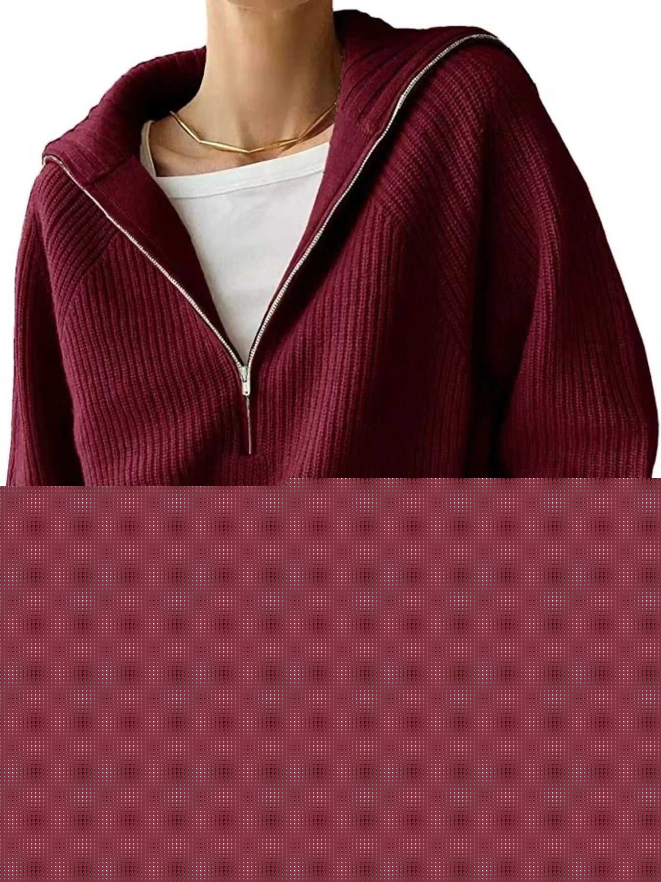 Half-Zip Long Sleeve Sweater -- 