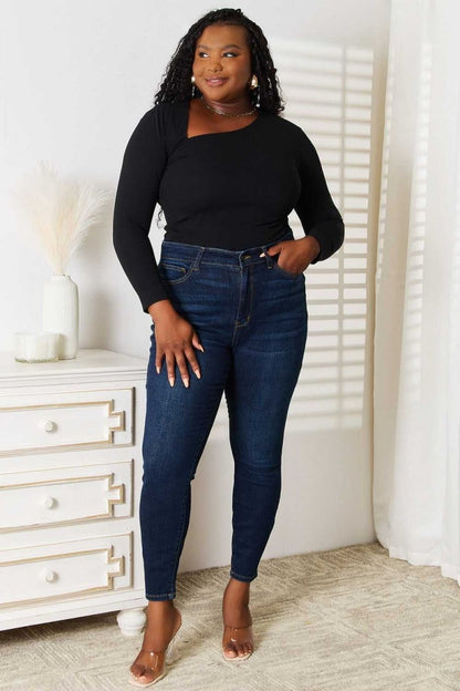 Basic Bae Asymmetrical Neck Long Sleeve Top - Hopeford Streams