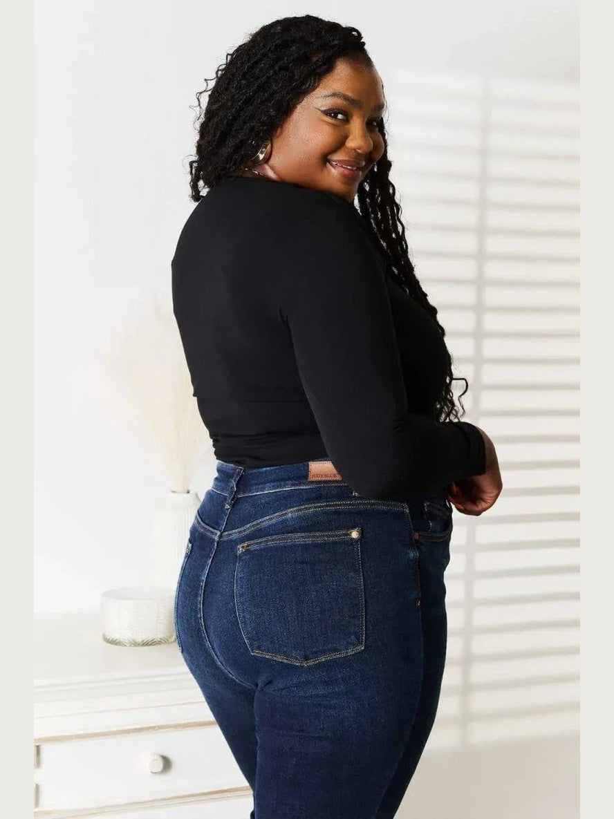 Basic Bae Asymmetrical Neck Long Sleeve Top -- 