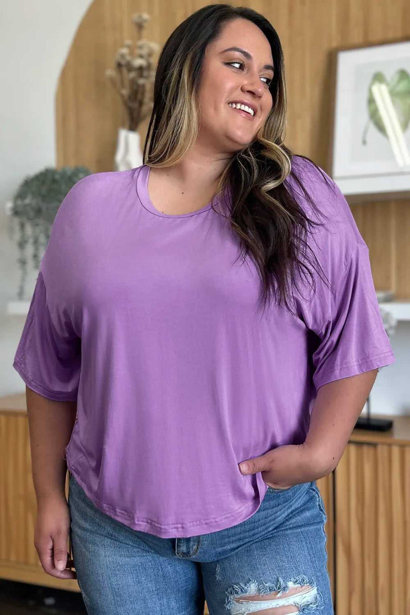 Basic Bae Bamboo Full Size Round Neck Drop Shoulder T-Shirt - Hopeford Streams
