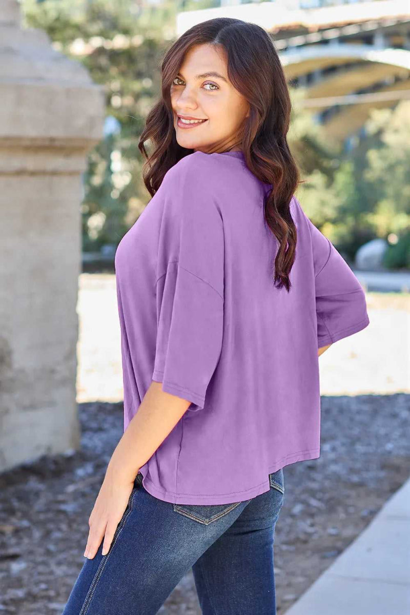 Basic Bae Bamboo Full Size Round Neck Drop Shoulder T-Shirt - Hopeford Streams