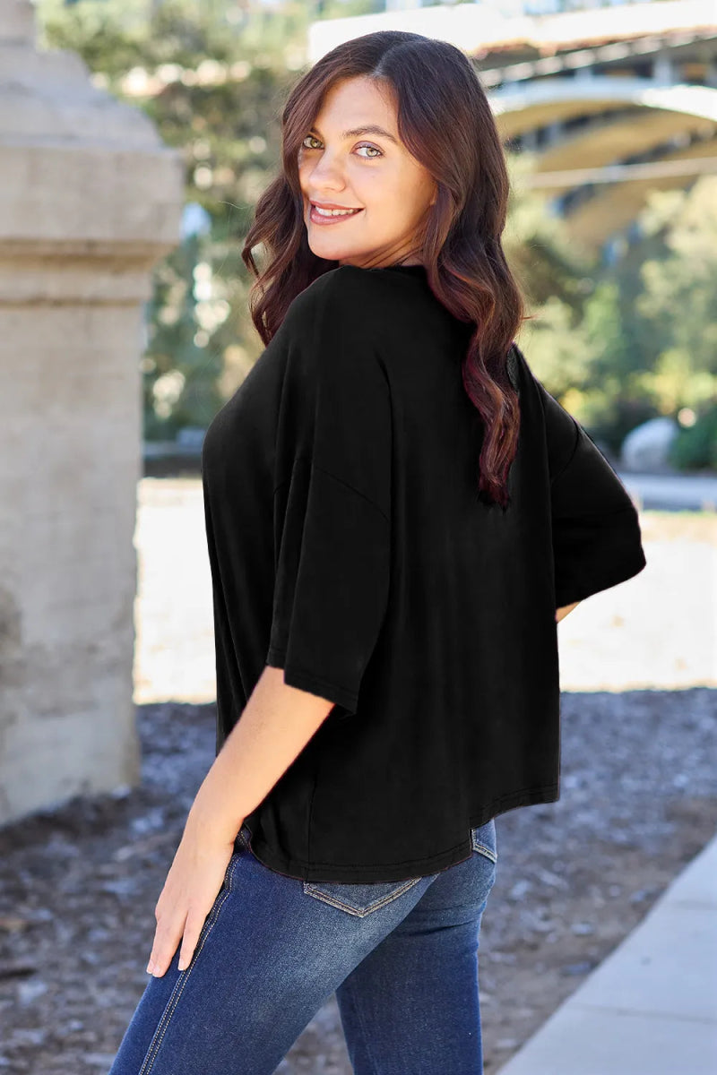 Basic Bae Bamboo Full Size Round Neck Drop Shoulder T-Shirt - Hopeford Streams