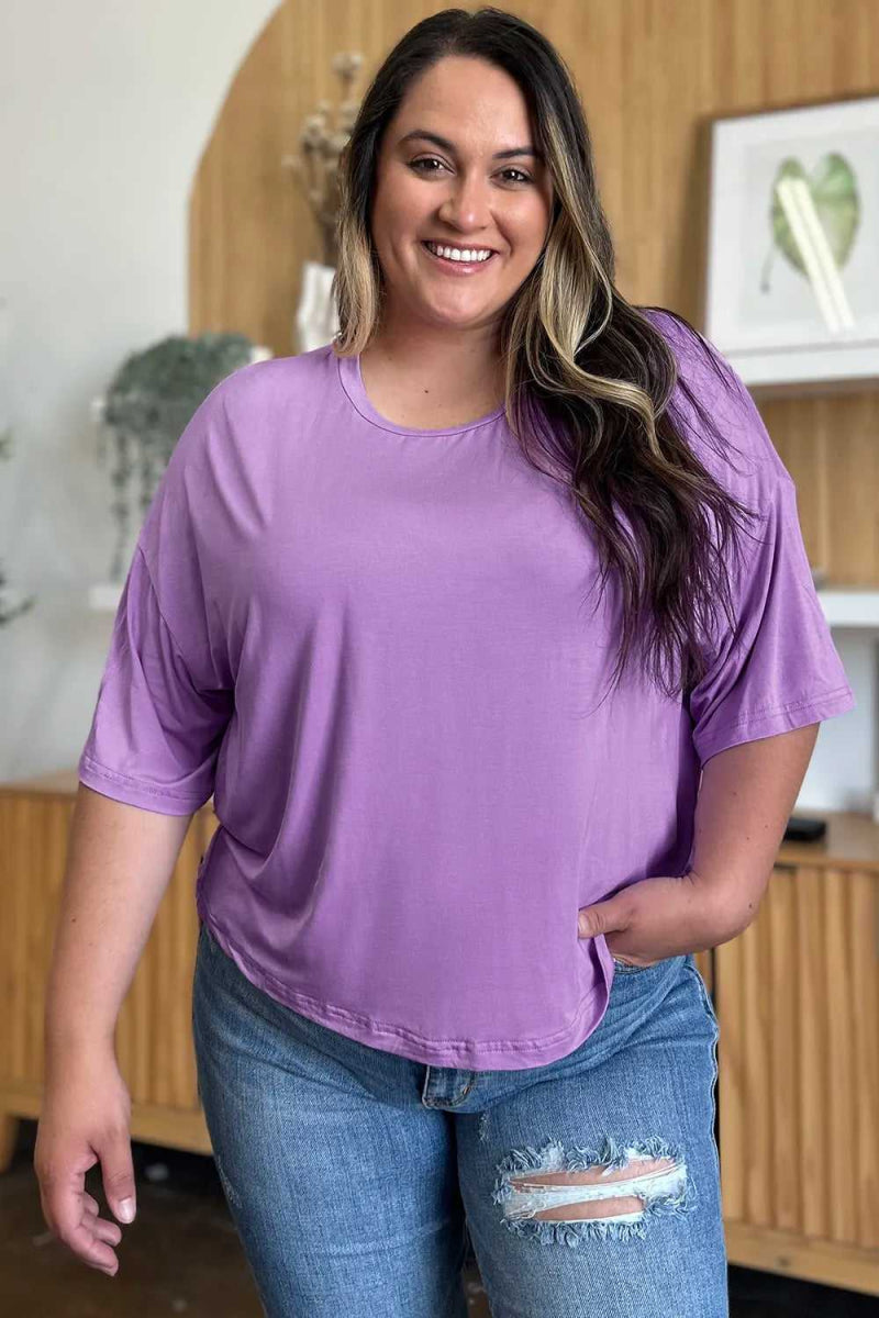Basic Bae Bamboo Full Size Round Neck Drop Shoulder T-Shirt - Hopeford Streams