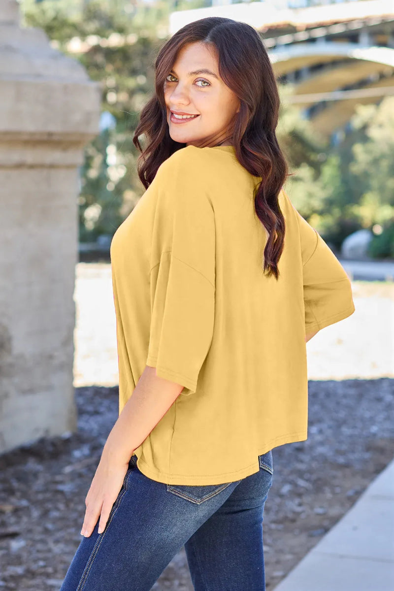 Basic Bae Bamboo Full Size Round Neck Drop Shoulder T-Shirt - Hopeford Streams
