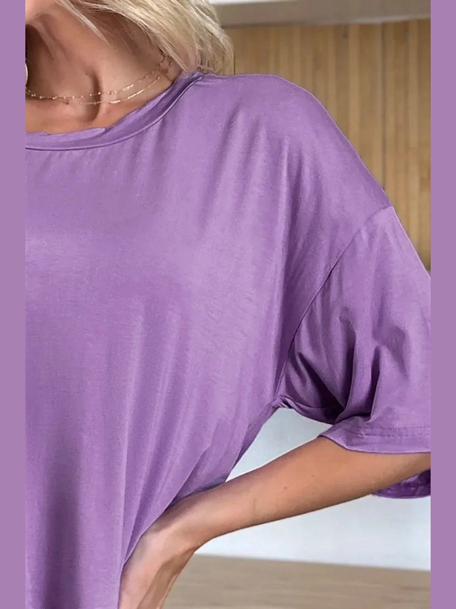 Basic Bae Bamboo Full Size Round Neck Drop Shoulder T-Shirt -- 