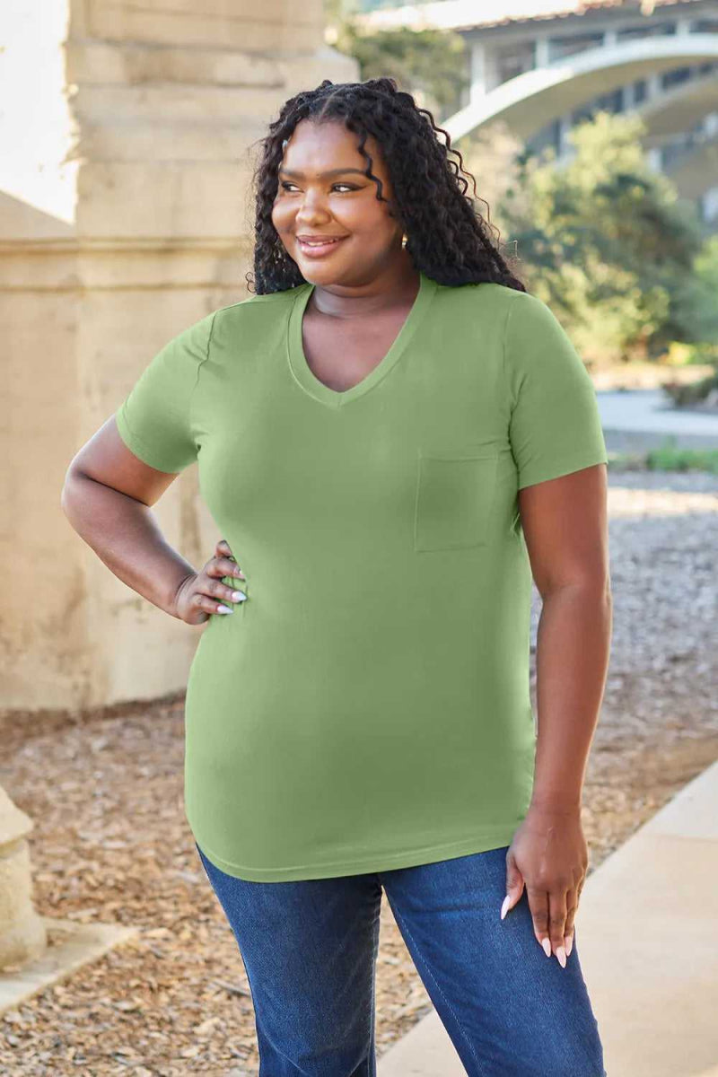 Basic Bae Bamboo Full Size V - Neck Short Sleeve T-Shirt - Hopeford Streams