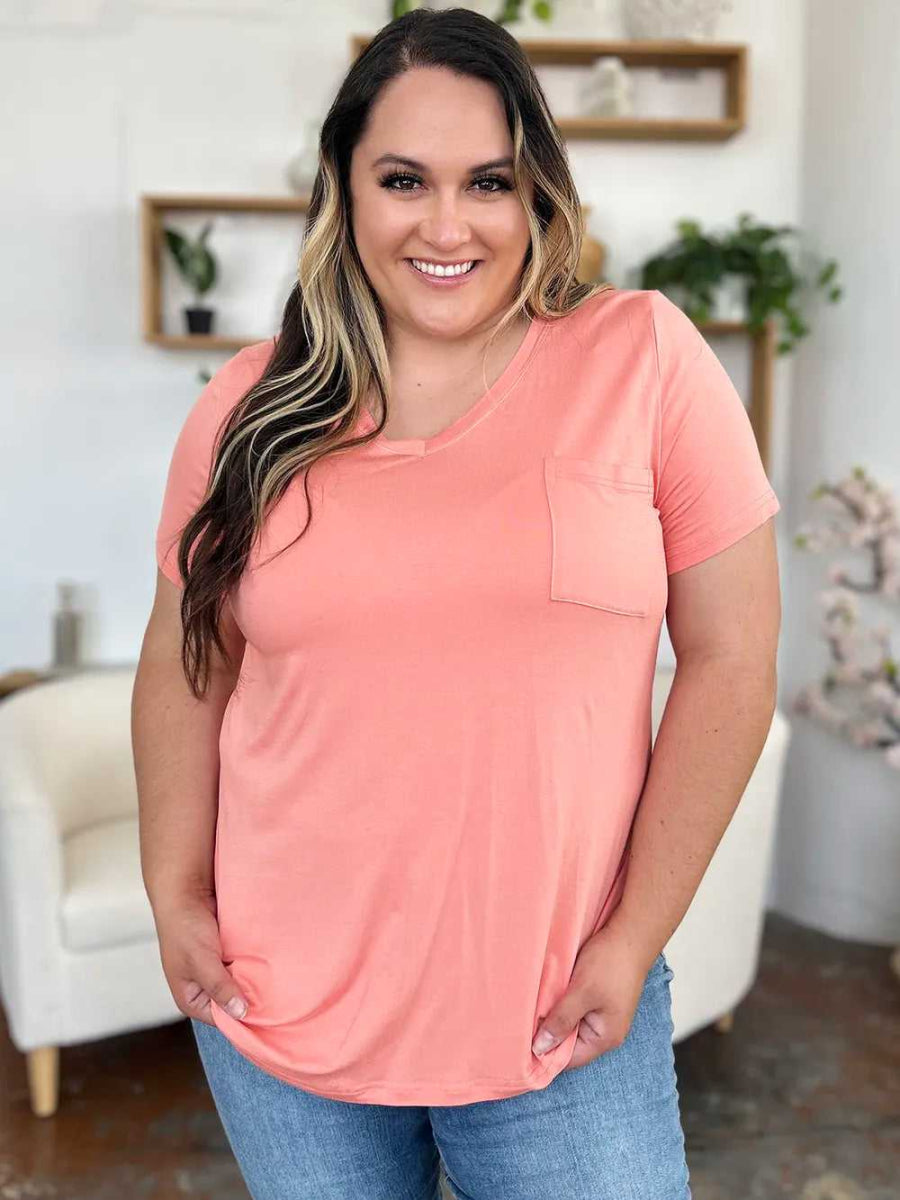 Basic Bae Bamboo Full Size V - Neck Short Sleeve T-Shirt - Hopeford Streams